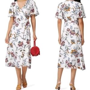 The Jetset Diaries Crazy Love Midi Dress (M) White Floral Wrap